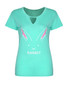 Casual Keyhole Rabbit Printed Short Sleeve T-Shirt