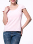 Casual Solid Back Hole Round Neck Short Sleeve T-Shirt In Pink
