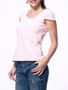 Casual Solid Back Hole Round Neck Short Sleeve T-Shirt In Pink