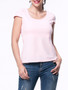 Casual Solid Back Hole Round Neck Short Sleeve T-Shirt In Pink