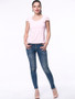 Casual Solid Back Hole Round Neck Short Sleeve T-Shirt In Pink