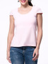 Casual Solid Back Hole Round Neck Short Sleeve T-Shirt In Pink