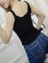 Casual Scoop Neck Plain Knitted Sleeveless T-Shirt