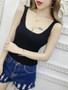 Casual Scoop Neck Plain Knitted Sleeveless T-Shirt