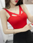 Casual V-Neck Cutout Sleeveless T-Shirt