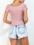 Casual Lace-Up Exposed Navel Plain Short Sleeve T-Shirt