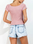 Casual Lace-Up Exposed Navel Plain Short Sleeve T-Shirt