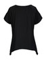 Casual Open Shoulder Solid Asymmetric Hem Short Sleeve T-Shirt