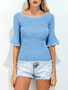 Casual Contrast Trim Round Neck Bell Short Sleeve T-Shirt