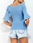 Casual Contrast Trim Round Neck Bell Short Sleeve T-Shirt
