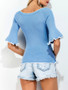 Casual Contrast Trim Round Neck Bell Short Sleeve T-Shirt