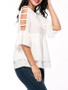 Casual Cutout Ruffled Hem Solid Short Sleeve T-Shirt