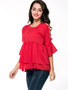 Casual Cutout Ruffled Hem Solid Short Sleeve T-Shirt