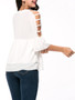 Casual Cutout Ruffled Hem Solid Short Sleeve T-Shirt