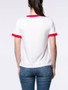 Casual Contrast Trim Letters Printed Short Sleeve T-Shirt