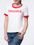 Casual Contrast Trim Letters Printed Short Sleeve T-Shirt
