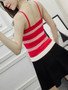 Casual Spaghetti Strap Striped Sleeveless T-Shirt