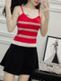 Casual Spaghetti Strap Striped Sleeveless T-Shirt