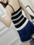 Casual Spaghetti Strap Striped Sleeveless T-Shirt