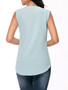 Casual V-Neck Asymmetric Hem Plain Chiffon Sleeveless T-Shirt