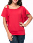 Casual Attractive Asymmetric Neck Plain Cape Sleeve T-Shirt