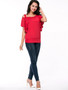 Casual Attractive Asymmetric Neck Plain Cape Sleeve T-Shirt