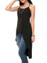 Casual X-Back High-Low Spaghetti Strap Plain Sleeveless T-Shirt