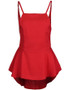 Casual Peplum Spaghetti Strap Solid Sleeveless T-Shirt