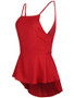 Casual Peplum Spaghetti Strap Solid Sleeveless T-Shirt