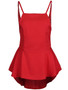 Casual Peplum Spaghetti Strap Solid Sleeveless T-Shirt