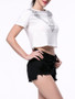 Casual Exposed Navel Printed Short Sleeve T-Shirt