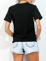 Casual Black White Crew Neck Striped Short Sleeve T-Shirt