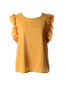 Casual Round Neck Ruffle Trim Plain Sleeveless T-Shirt