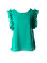 Casual Round Neck Ruffle Trim Plain Sleeveless T-Shirt