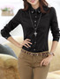 Casual Turn Down Collar Single Breasted Blouse