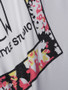 Casual Short Sleeve T-Shirt In Floral Letters Printed