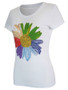 Casual Colorful Flower Printed Rhinestone Short Sleeve T-Shirt