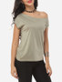 Casual Plain Delightful One Shoulder Casual-t-shirt