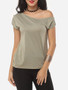 Casual Plain Delightful One Shoulder Casual-t-shirt