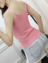 Casual Spaghetti Strap Asymmetric Hem Plain Sleeveless T-Shirt