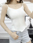 Casual Spaghetti Strap Asymmetric Hem Plain Sleeveless T-Shirt