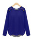 Casual Round Neck Decorative Button Plain Casual T-Shirt