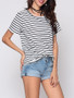 Casual Striped Batwing Exquisite Round Neck Short-sleeve-t-shirt