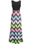 Casual Color Block Zigzag Striped Round Neck Sleeveless Maxi Dress