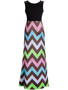 Casual Color Block Zigzag Striped Round Neck Sleeveless Maxi Dress