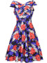 Casual V-Neck Exquisite Floral Printed Skater Dress