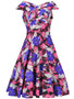 Casual V-Neck Exquisite Floral Printed Skater Dress