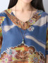 Casual V-Neck Printed Loose Short Sleeve Maxi Dress