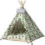 Forest Leaves Dog Teepee with Soft Dog Bed