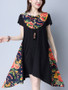 Casual Asymmetric Hem Floral Printed Shift Dress